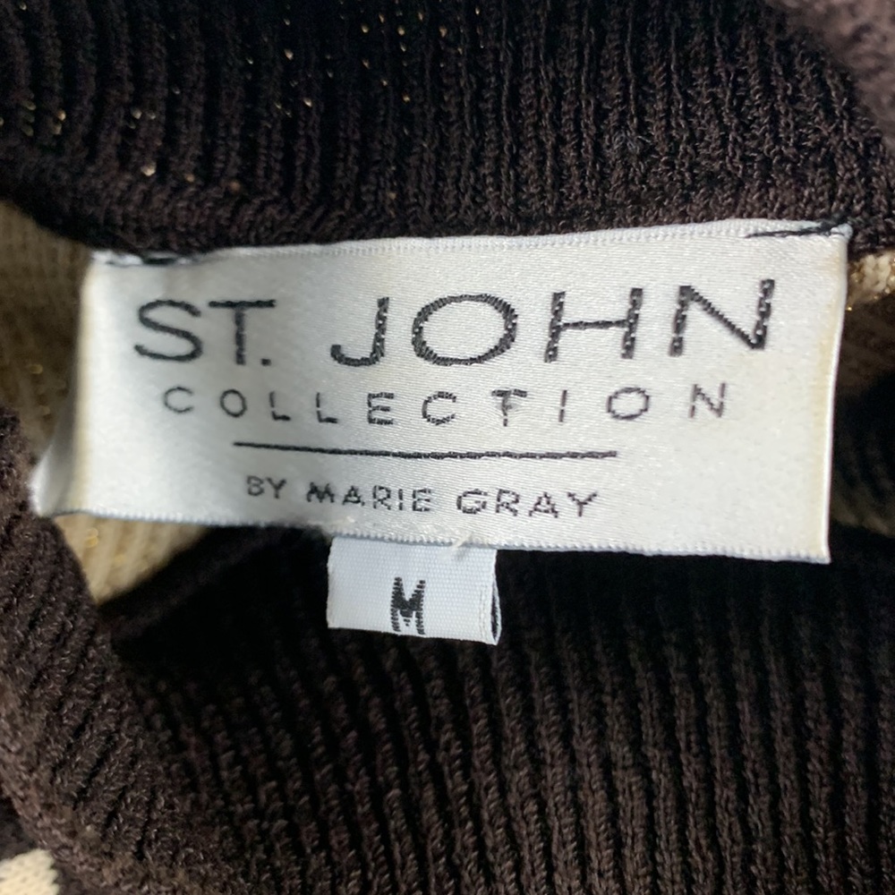 St. John collection black with gold mock turtleneck sweater size Medium - Picture 5 of 8